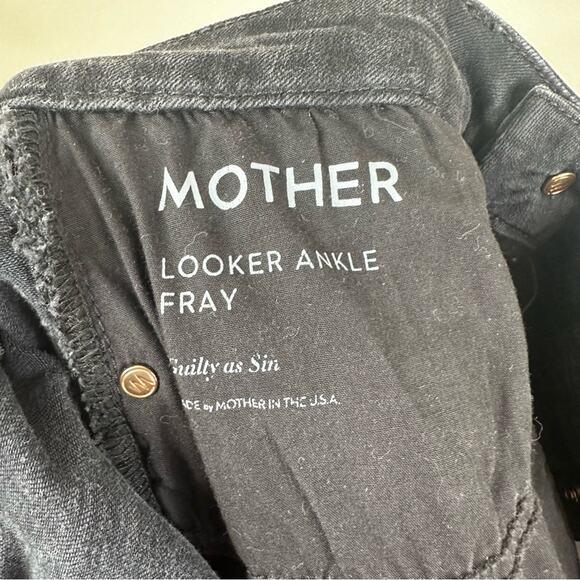 MOTHER Jeans Womens 27 Looker Ankle Fray in Guilty As Sin Black Distressed Denim - Picture 10 of 14